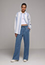 thumb-Afficher les détails de Chemise À Manches Longues Bleu Oversize Rayé Mousseline Femme