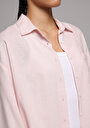 thumb-Afficher les détails de Chemise À Manches Longues Rose X Boyfriend Fit Droit Uni Femme