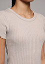 thumb-Afficher les détails de T-shirt À Manches Courtes Beige Slim Fit Droit Femme