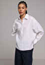 thumb-Afficher les détails de Chemise À Manches Longues Blanc Fashion Fit Droit Uni Femme
