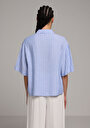thumb-Afficher les détails de Chemise À Manches Courtes Bleu Rayé Fashion Fit Femme