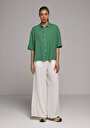 thumb-Afficher les détails de Chemise À Manches Courtes Vert Droit Fashion Fit Femme