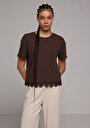thumb-Afficher les détails de Blouse À Manches Courtes Marron Regular Fit Manches Courtes Femme
