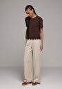 thumb-Afficher les détails de Blouse À Manches Courtes Marron Regular Fit Manches Courtes Femme