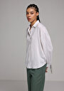 thumb-Afficher les détails de Chemise À Manches Longues Blanc Fashion Fit Rayé Uni Femme