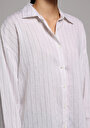 thumb-Afficher les détails de Chemise À Manches Longues Blanc Fashion Fit Rayé Uni Femme