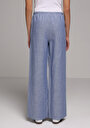 thumb-Afficher les détails de Pantalon Bleu Wide Leg High Rise En Uni Regular Fit Femme