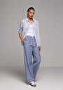 thumb-Afficher les détails de Pantalon Bleu Wide Leg High Rise En Uni Regular Fit Femme