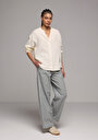 thumb-Afficher les détails de Pantalon Vert Wide Leg High Rise En Uni Regular Fit Femme
