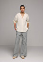 thumb-Afficher les détails de Pantalon Vert Wide Leg High Rise En Uni Regular Fit Femme