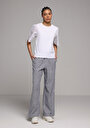 thumb-Afficher les détails de Pantalon Ecru Wide Leg High Rise En Uni Regular Fit Femme
