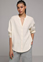 thumb-Afficher les détails de Chemise À Manches Longues Jaune Fashion Fit Droit Mousseline Femme