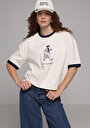 thumb-Afficher les détails de T-shirt À Manches Courtes Ecru Regular Fit Imprimé Femme