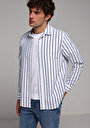 thumb-Afficher les détails de Chemise À Manches Longues Bleu Regular Fit Rayé Sergé Homme