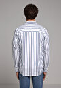 thumb-Afficher les détails de Chemise À Manches Longues Bleu Regular Fit Rayé Sergé Homme