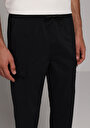 thumb-Afficher les détails de Pantalon Noir Lastikli Medium Rise En Nylon Slim Fit Homme