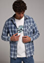 thumb-Afficher les détails de Chemise À Manches Longues Bleu Regular Fit Plaid Sergé Homme