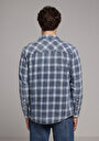 thumb-Afficher les détails de Chemise À Manches Longues Bleu Regular Fit Plaid Sergé Homme