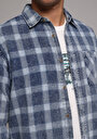 thumb-Afficher les détails de Chemise À Manches Longues Bleu Regular Fit Plaid Sergé Homme