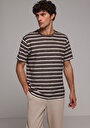 thumb-Afficher les détails de T-shirt À Manches Courtes Marron Comfort Fit Rayé Homme