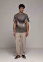 thumb-Afficher les détails de T-shirt À Manches Courtes Marron Comfort Fit Rayé Homme