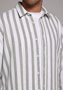 thumb-Afficher les détails de Chemise À Manches Longues Vert Regular Fit Rayé Ratière Homme