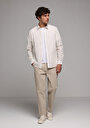 thumb-Afficher les détails de Chemise À Manches Longues Beige Regular Fit Rayé Sergé Homme
