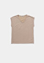 thumb-Afficher les détails de Blouse À Manches Courtes Beige Regular Fit Manches Courtes Femme