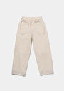 thumb-Afficher les détails de Pantalon Ecru Wide Leg High Rise En Sergé Regular Fit Femme