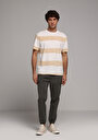 thumb-Afficher les détails de T-shirt À Manches Courtes Beige Comfort Fit Rayé Homme