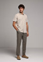 thumb-Afficher les détails de Chemise À Manches Courtes Beige Droit Regular Fit Homme