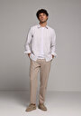 thumb-Afficher les détails de Chemise À Manches Longues Beige Regular Fit Rayé Sergé Homme