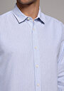 thumb-Afficher les détails de Chemise À Manches Longues Bleu Regular Fit Rayé Sergé Homme