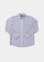 thumb-Afficher les détails de Chemise À Manches Longues Bleu Regular Fit Rayé Sergé Homme