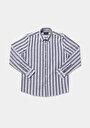 thumb-Afficher les détails de Chemise À Manches Longues Bleu Regular Fit Rayé Ratière Homme