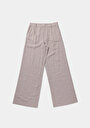 thumb-Afficher les détails de Pantalon Beige Wide Leg Low Rise En Uni Regular Fit Femme
