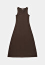 thumb-Afficher les détails de Robe Marron Regular Fit Sans Manches Maxi Verrouillage Femme