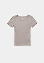thumb-Afficher les détails de T-shirt À Manches Courtes Beige Slim Fit Droit Femme