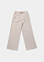thumb-Afficher les détails de Pantalon Beige Wide Leg High Rise En Uni Regular Fit Femme