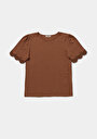 thumb-Afficher les détails de Blouse À Manches Courtes Marron Regular Fit Manches Courtes Femme