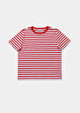 thumb-Afficher les détails de T-shirt À Manches Courtes Rouge Regular Fit Rayé Femme