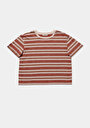 thumb-Afficher les détails de T-shirt À Manches Courtes Marron Regular Fit Rayé Femme