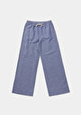 thumb-Afficher les détails de Pantalon Bleu Wide Leg High Rise En Uni Regular Fit Femme