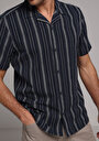 thumb-Afficher les détails de Chemise À Manches Courtes Marine Rayé Regular Fit Homme