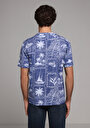 thumb-Afficher les détails de T-shirt À Manches Courtes Bleu Comfort Fit Imprimé Homme