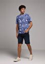 thumb-Afficher les détails de T-shirt À Manches Courtes Bleu Comfort Fit Imprimé Homme