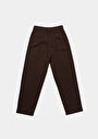 thumb-Afficher les détails de Pantalon Marron Straight Leg High Rise En Sergé Regular Fit Femme