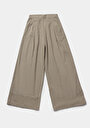 thumb-Afficher les détails de Pantalon Vert Wide Leg High Rise En Uni Regular Fit Femme