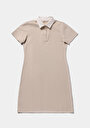 thumb-Afficher les détails de Robe Beige Slim Fit Manches Courtes Normale Verrouillage Femme