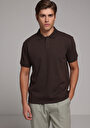 thumb-Afficher les détails de T-shirt Polo À Manches Courtes Marron Droit Regular Fit Homme